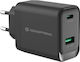 Conceptronic Φορτιστής Χωρίς Καλώδιο GaN με Θύρα USB-A και Θύρα USB-C 45W Power Delivery / Quick Charge 3.0 Μαύρος (ALTHEA20B45)