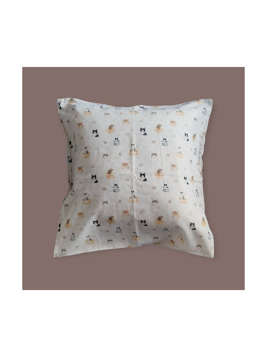 Oxygen Διακοσμητική Μαξιλαροθήκη Little Brown Cats Καφέ 45x45εκ.