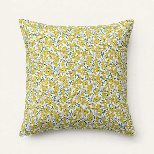 Oxygen Eco Text Fabric Gelbe Dekorativer Kissenbezug 45x45cm