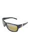Racing Male Sunglasses With Black Horn-Rimmed Frame And Yellow Polarized Mirror Lens