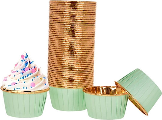 50pcs Mint Gold Muffin Cupcake Liners 50x40 Mm
