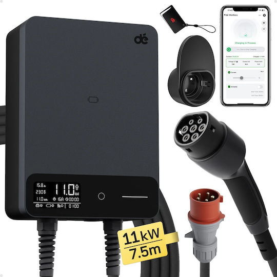 Wallbox Wall Mounted Charging Station 11kW with Built-in Cable Type 2
