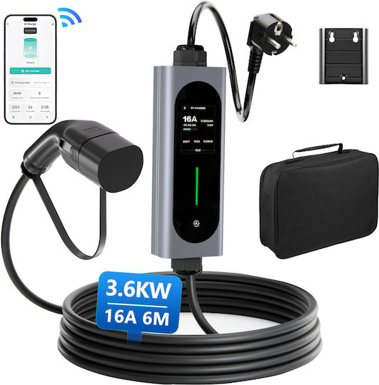 Junsun Φορητός Μονοφασικός Σταθμός Φόρτισης 3.5kW με Ενσωματωμένο Καλώδιο Type 2