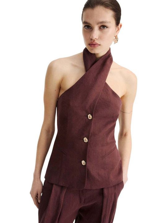 Marella Bluza Damă De Vară Din In Burgundia