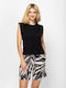 Damen Bluse Ärmellos Schwarz