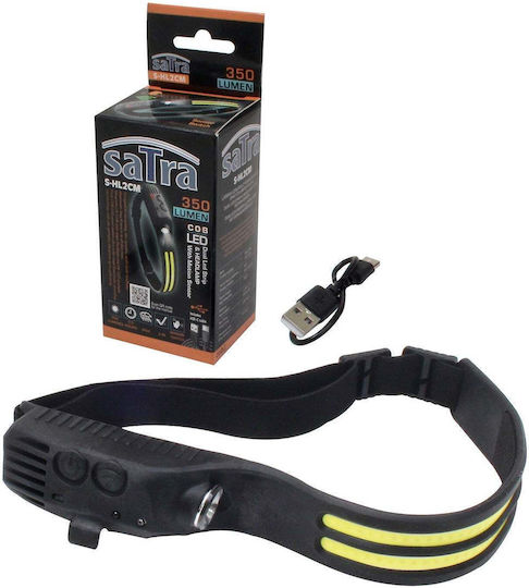 Satra Rechargeable LED Head Flashlight IPX4 with Maximum Brightness 350lm