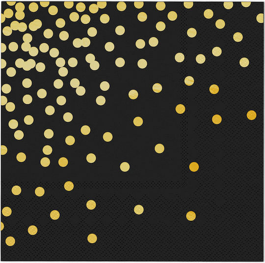 Black Napkins Gold Dots Party 33x33cm 10pcs