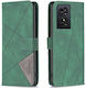 Tel1 Tcl 50 Se Magnetic Buckle Rhombus Θήκη Βιβλίο Green