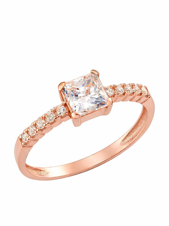Ioannis Kosmima Single Stone Ring In 9K Rose Gold With Zircon