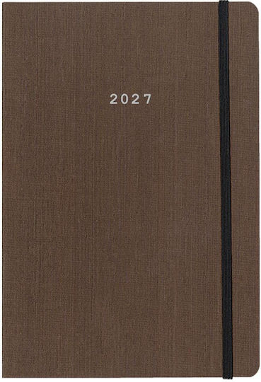 Next Ημερολόγιο 2027 Fabric Εβδομαδιαίο Flexi Καφέ Λάστιχο 17x25εκ