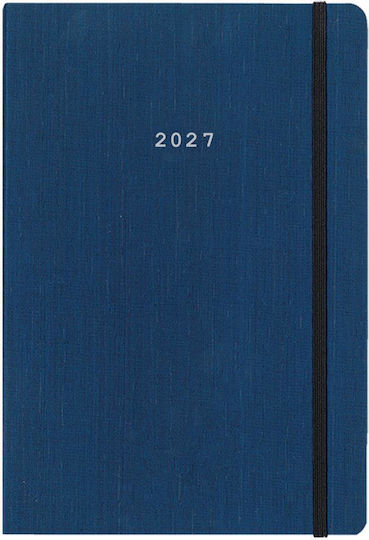 Next Дневник 2027 Текстилен Седмичен Flexi Син Ластик 17x25см
