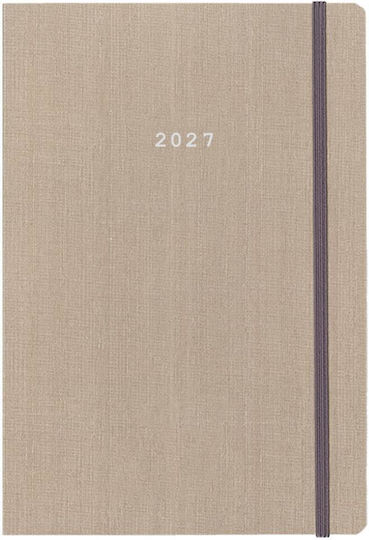 Next Ημερολόγιο 2027 Fabric Εβδομαδιαίο Flexi Μπεζ Λάστιχο 17x25εκ