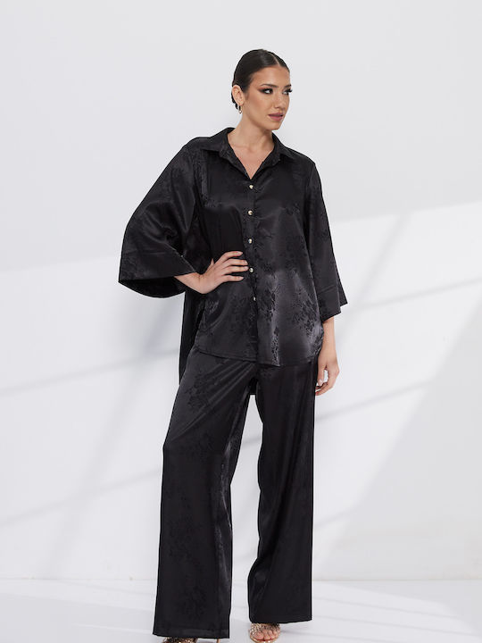 Women's Floral Texture Set with Floral Trousers