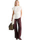 Women's Linen Trousers Burgundy