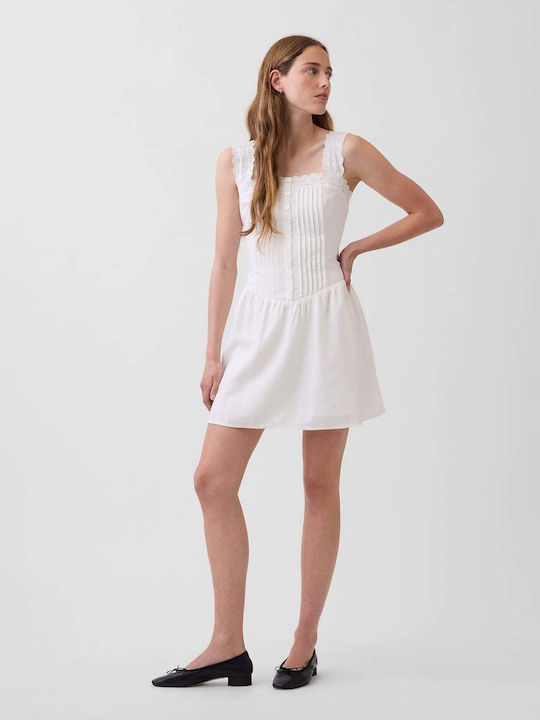 Sommer Mini Hemdkleid Off-White
