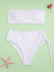 Bikini Set Strapless High Waist White Size L White