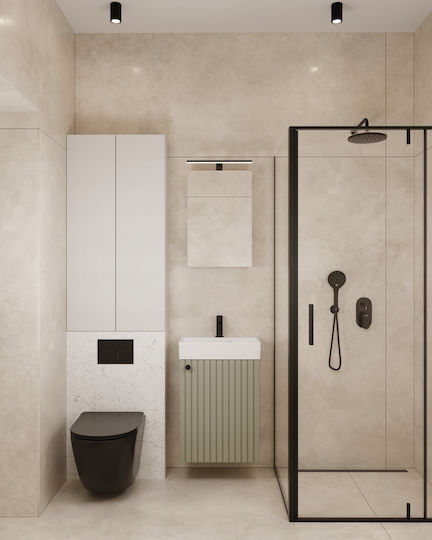 DomoDomo Badezimmer Waschtisch-Einheit mit Waschbecken M50xB30xH70cm Eukalyptus