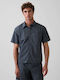 Short Sleeve Cotton Shirt Deep Sailor Blue