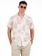 Short Sleeve Linen Shirt Pink-beige
