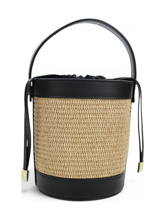 Leather Women's Drawstring Bag Beige