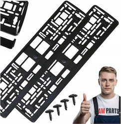 AWParts Πλαίσιο Πινακίδας Αυτοκινήτου Πλαστικό 2 x 2cm Μαύρο 1τμχ