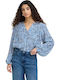 Long Sleeve Women's Shirt Sodalite Blue Ikat