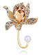 Ecarla Crystal Brooch Cubic Zirconia Flower Pearl Bz121