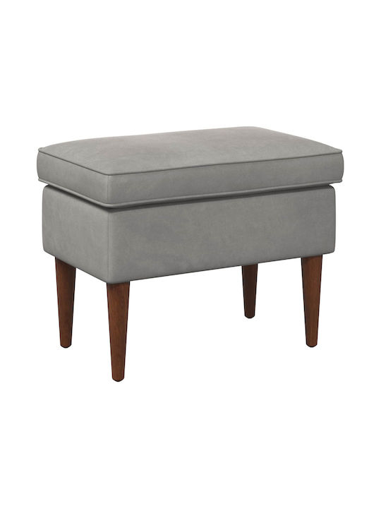 Velvet Upholstered Footstool Light Gray 55x35x41cm