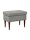 Velvet Upholstered Footstool Light Gray 55x35x41cm