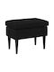 Velvet Upholstered Black Footstool 55x35x41cm