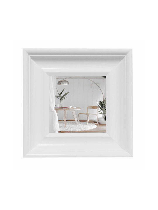 BD art Wall Mirror with White Wooden Frame 35x35cm