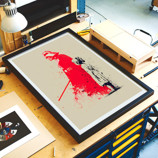 Poster Star Wars Darth Vader Banksy Art Mv304 40cm X 50cm Κορνίζα Φυσικό Ξύλου Μπεζ