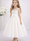 Girls Satin Dress Off-white