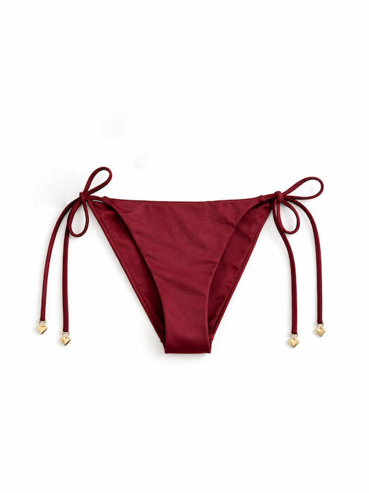Bikini Slip με Κορδονάκια Κόκκινο