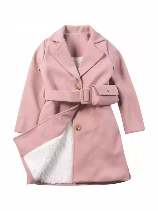 Kids Long Coat with Lining Pink