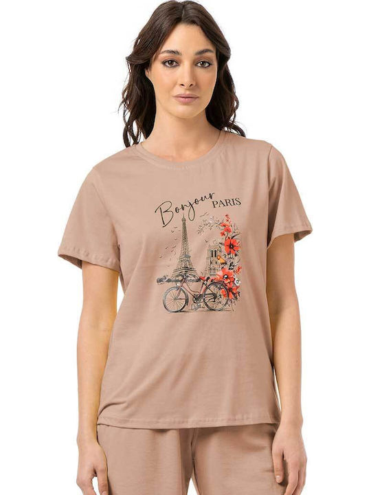Bodymove Damen Bluse Baumwolle Beige