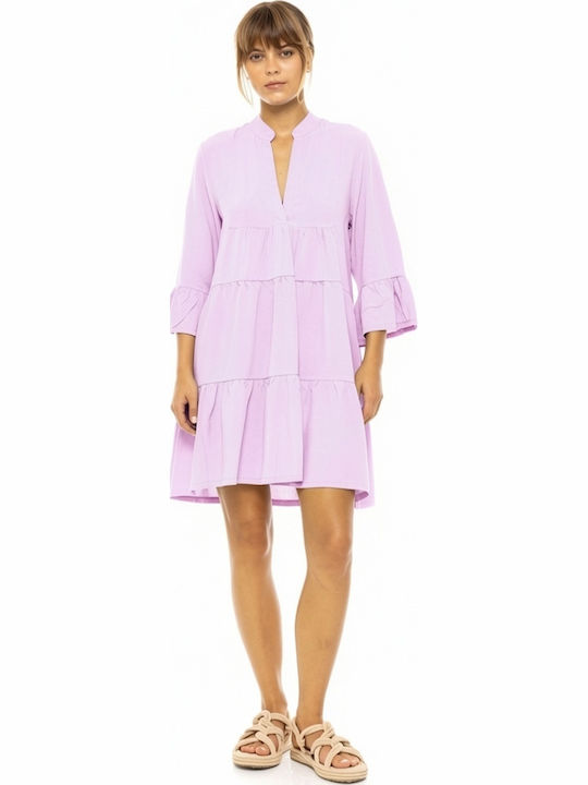 Pink Label Γυναικείο Φόρεμα Παραλίας Levander