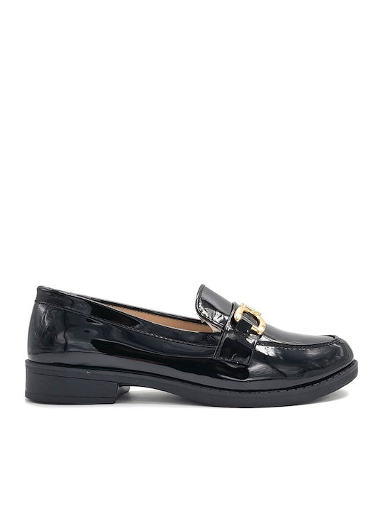Patent Leather Women's Loafers In Black Color
