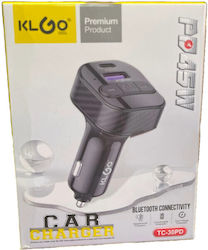 KLGO Car Charger with 1xUSB-A 1xType-C Ports