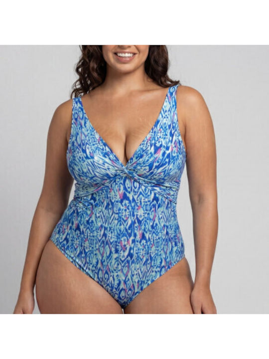 One Piece Swimsuit Blue Print