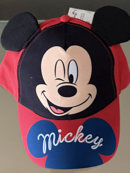 Disney Παιδικό Καπέλο Jockey Υφασμάτινο Mickey Κόκκινο