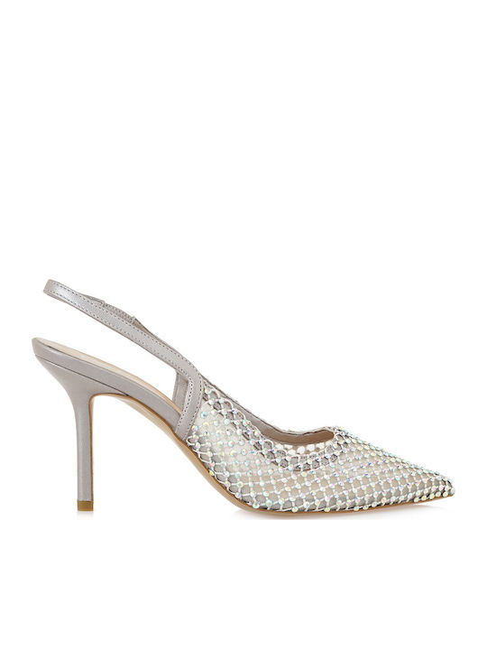 Leather Heels with High Silver Stiletto