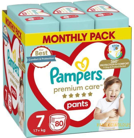 Pampers Πάνες Βρακάκι Premium Pants No. 7 για 17+kg 80τμχ