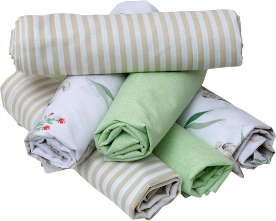 Viopros Set Baby Cradle Cotton Multicolour Sheets 80x100cm
