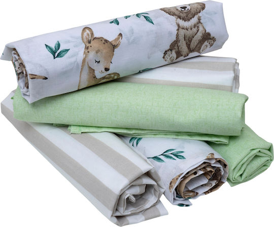 Viopros Set Baby Cradle Cotton Multicolour Sheets 80x100cm