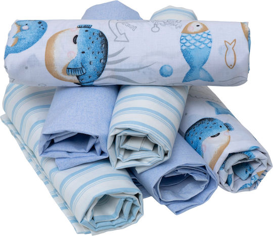 Viopros Set Baby Sheets Cradle Cotton Multicolour 80x100cm