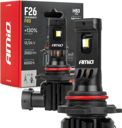 AMiO Λάμπες Αυτοκινήτου HB3 Canbus LED 6000K Ψυχρό Λευκό 12-24V 68W 2τμχ
