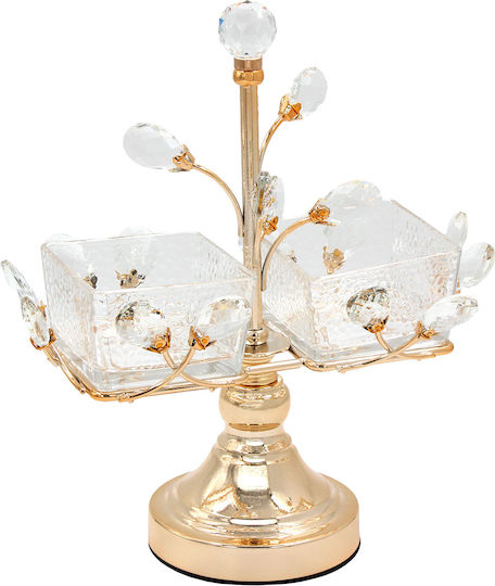 Keskor Metallische Dessert Turm Ständer & Tabletts Gold Ø25cm P15xM30cm