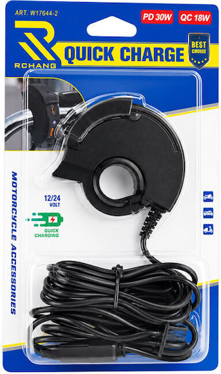 Rchang Motorcycle Handlebar Charger Pd 30w Qc 18w 12-24v Quick Charge 0111810