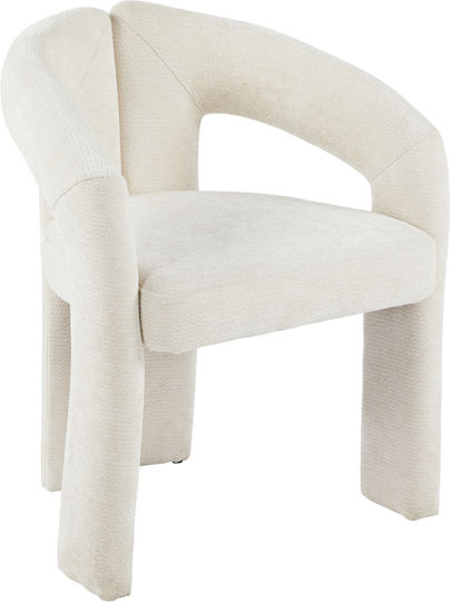Armchair Dining Chairs with Fabric Upholstery Ecru 2pcs 64x50x76cm
